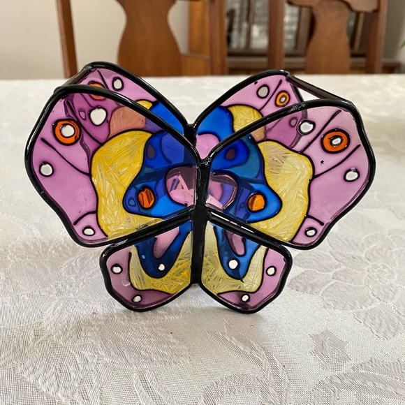 Vintage Accents Final Pricestained Glass Butterfly Candle Holder